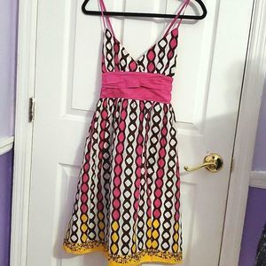 Max Studio Colorful Diamonds Retro Pinup Flare Knee Length Dress XS